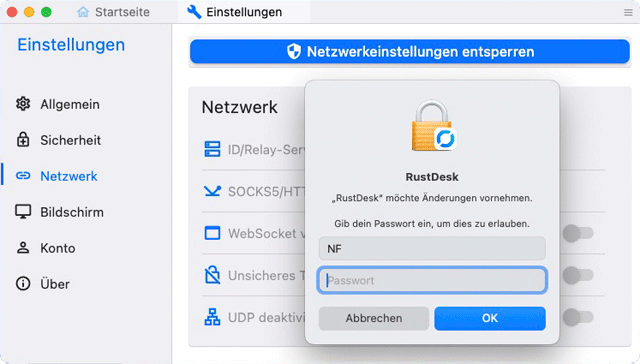 RustDesk Authorisierung